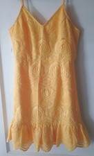 Party Cocktail Yellow Shura Embroidered Sleeveless  Dress Small NWT Lulu's Brand