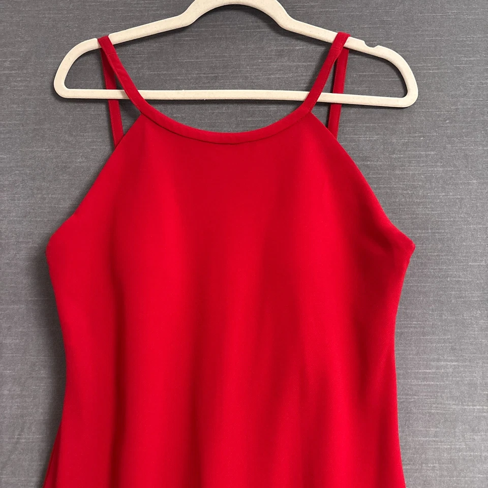 Calvin Klein Dress 16 Red Halter Maxi Gown Formal Holiday Party Evening Gala - Image 2 of 4