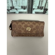Coach CZ207 Sunglass Case In Signature Canvas IN Tan/Brown
