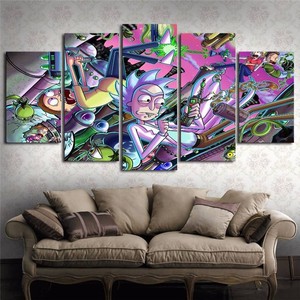Details About Rick And Morty 5 Piece Canvas Print Wall Art Modern Oil Painting Home Decor - 