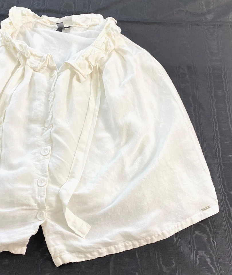 women's Volcom skirt size small (4-6) white buttons tie lining linen - Image 2 of 4