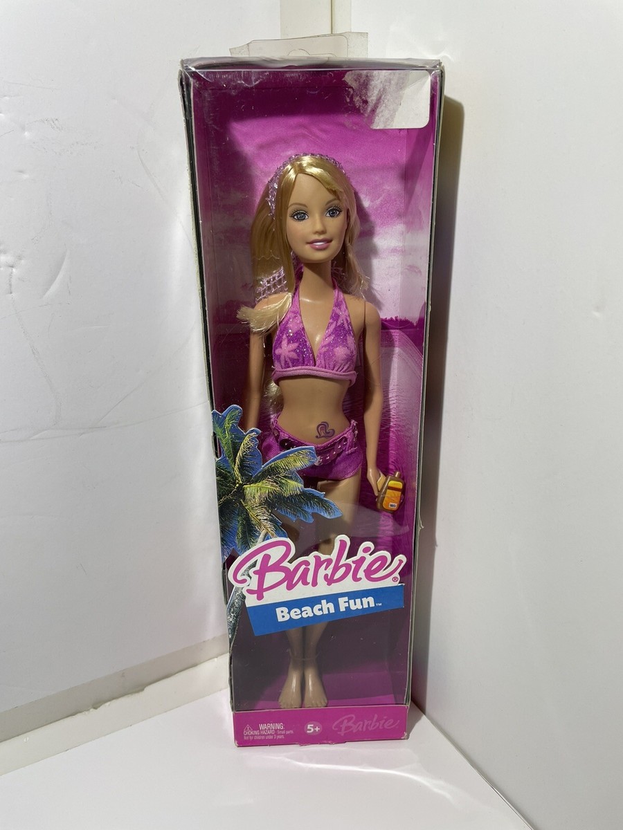 バービー Beach Fun Barbie Doll 2006 New in Box J0709 sunscreen & heart