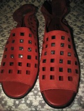Arche Drick Perforated Open Toe Sandal Flats Red Nubuck 38 M US 7/8 France