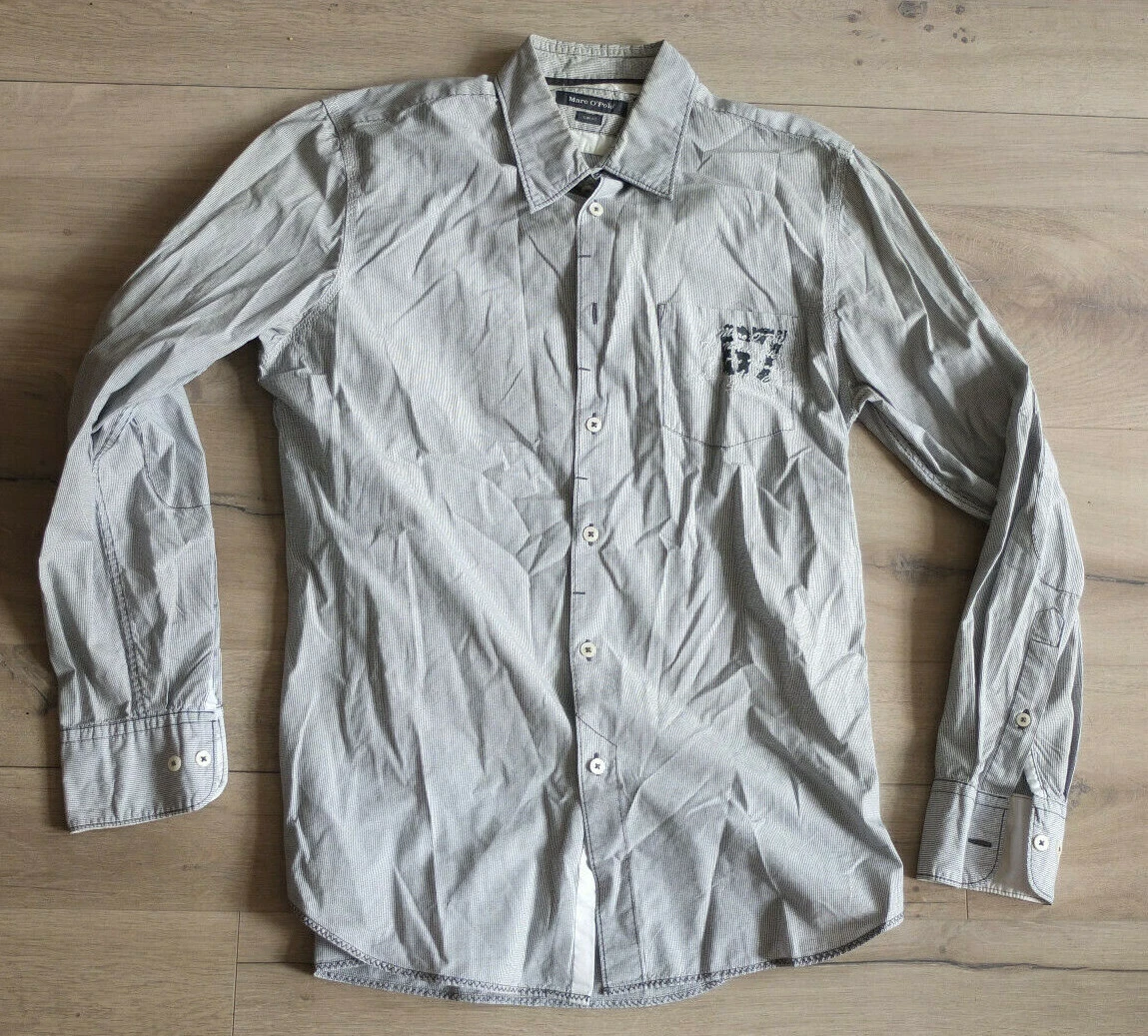 Marc O'Polo Slim Fit Beautiful Shirt Size L 41/42 Check Gray
