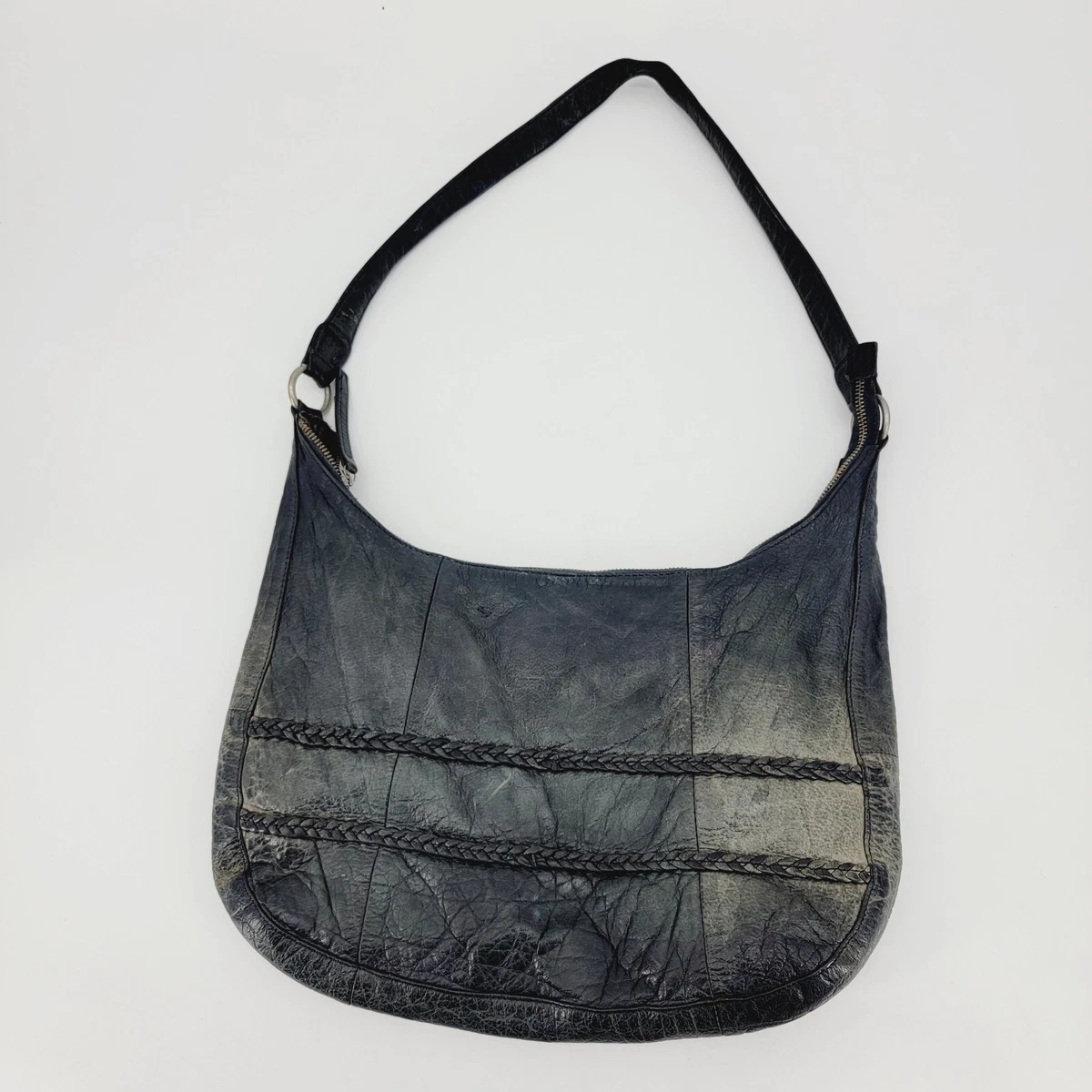 Small Black Leather Hobo Bag - Slouchy Shoulder Purse