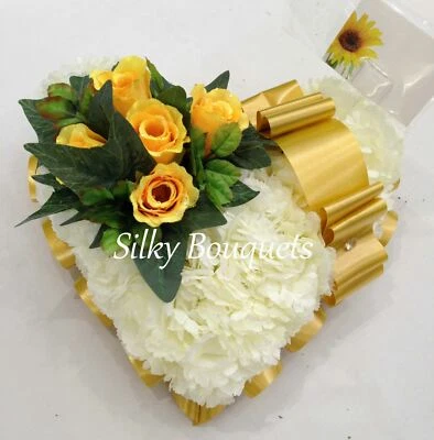SILKY BOUQUETS LTD. Heart Artificial Silk Funeral Flower Memorial Tribute Wreath Mum Nan Wife Gran