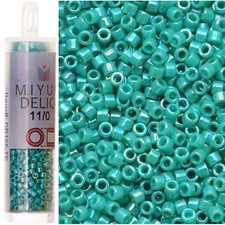 Miyuki Delica Seed Beads Size 11/0 Opaque Turquoise AB 7.2GM Tube DB166