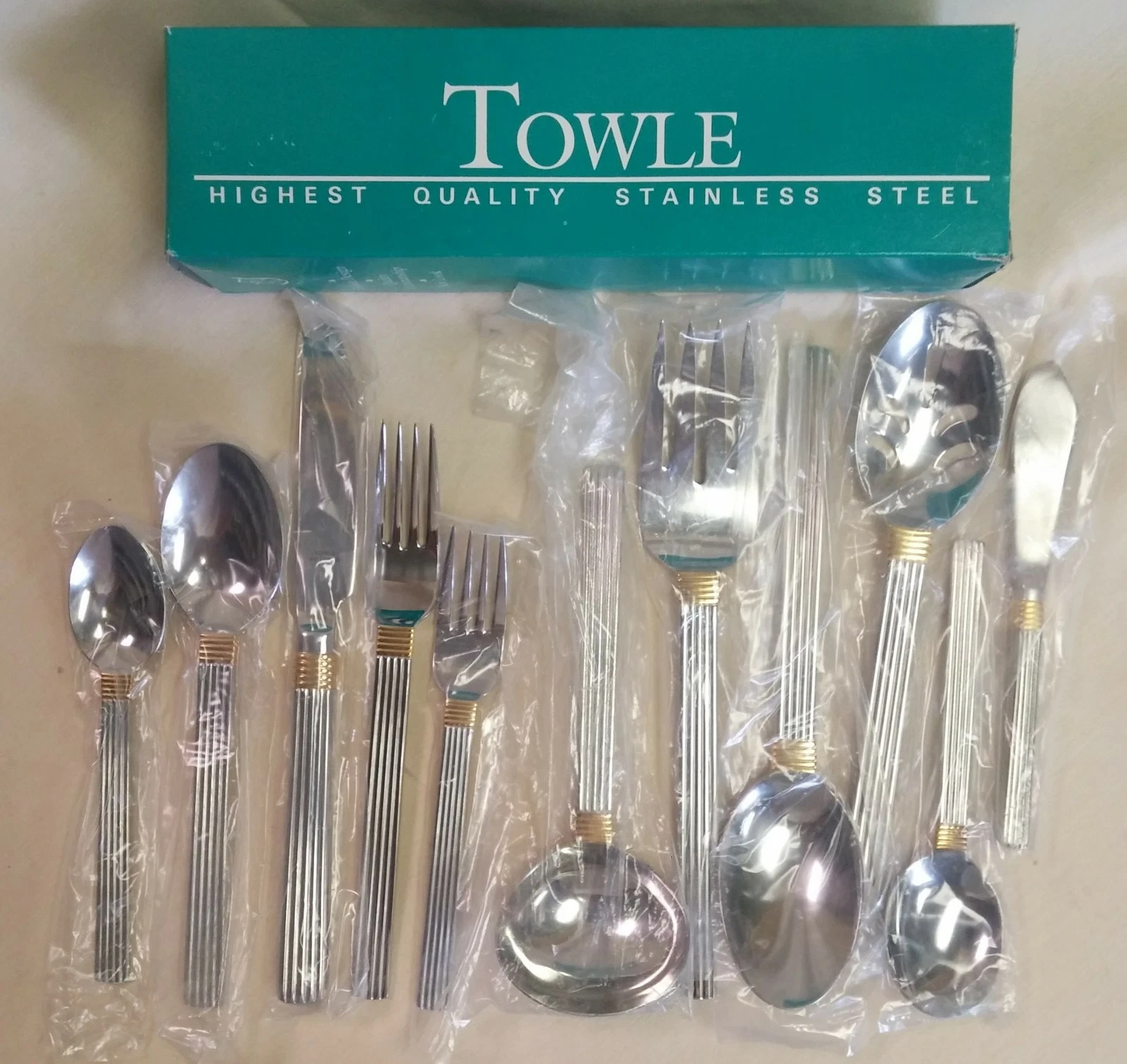 TOWLE INTERVALE GOLD Stainless Flatware Serving Pieces 18/8