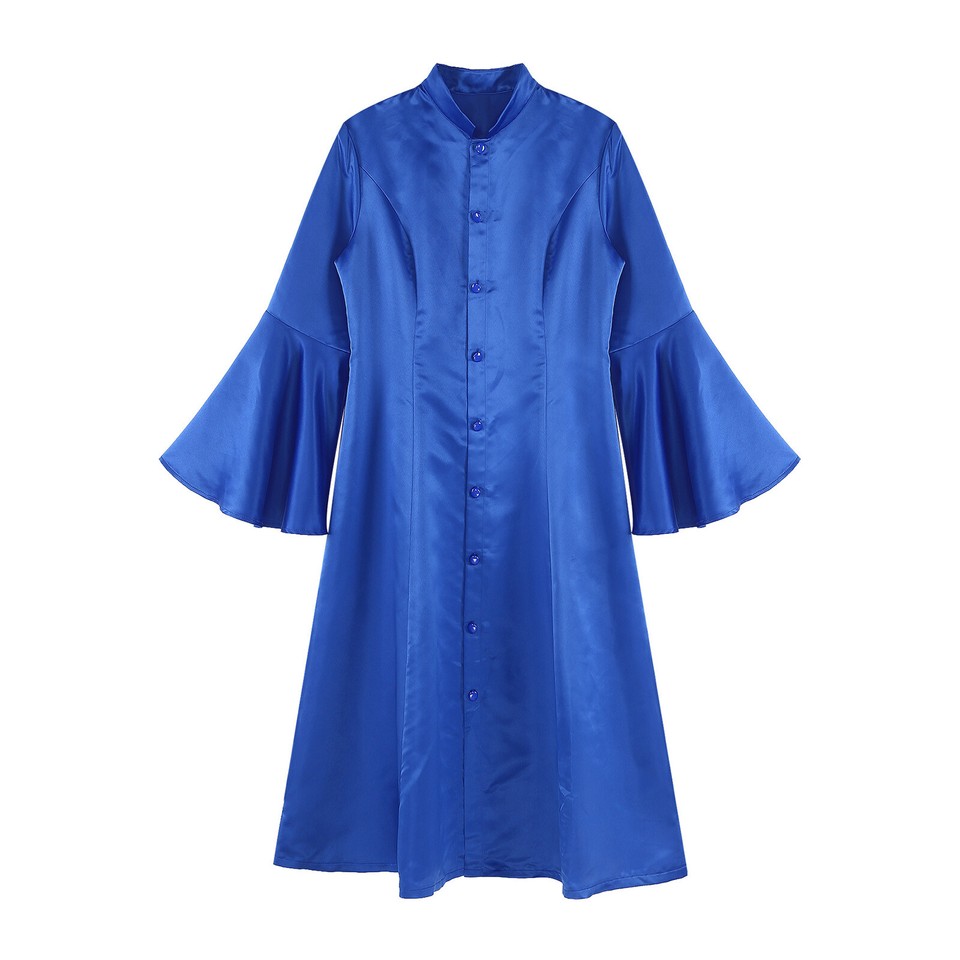 Women's Clergy Robe Flared Sleeves A-line Dress Clergy Maxi Dress Long ...