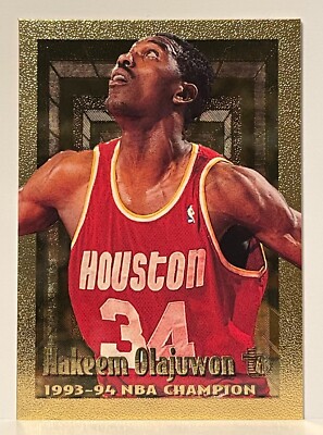 1995 Topps Embossed Hakeem Olajuwon **GOLD** #38 Rare NBA Champion Card! |  eBay