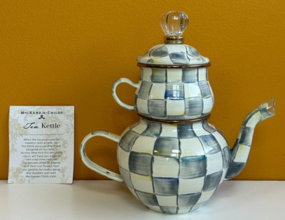 MacKenzie-Childs 89213-540 Sterling Check High Tea, Hand Painted, Tea Set. New!