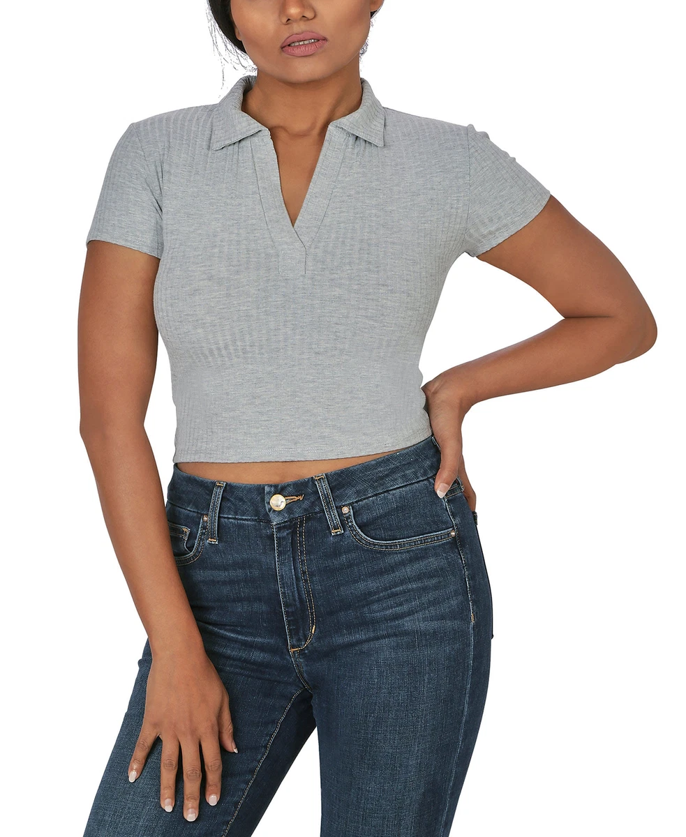 Ribbed polo sales shirt womens