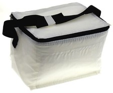Set 3 White Lunch Bag 6 Pack Black Handle Pocket Lightweight School Picnic Trip