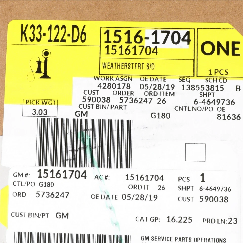 Sello de resistencia envolvente para puerta delantera de fabricante de equipos originales Safari Astro 15161704 1985-2005 Foto 2 de 2