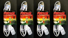 4X Electric 6ft Extension Cord 3 Outlet 2 Prong Electrical AC Power Cable White