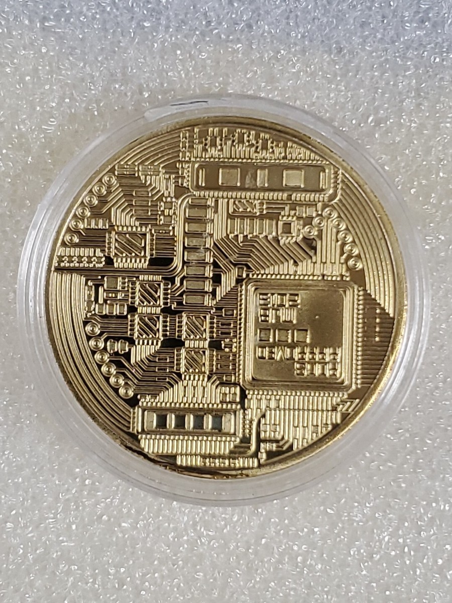 Cadeau Fan Blockchain Porte-clés Bitcoin Plaqué Or - Pièce Collector Métal  - Cadeau Geek Et Crypto Bitcoin Piece En Or