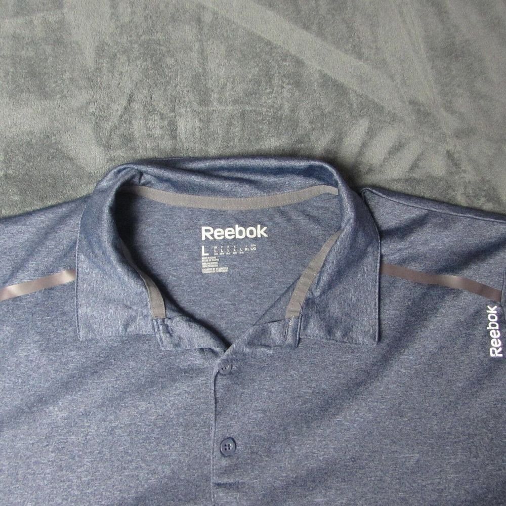 Reebok Polo Shirt Mens Large L Blue Athletic Golfing Golf Sportswear Coaching thumbnail 2
