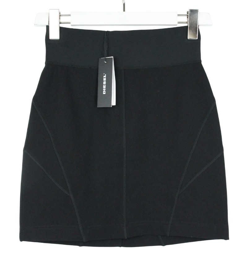 DIESEL O-Subby Skirt Women's MEDIUM High Waist Zipper Fitted Black