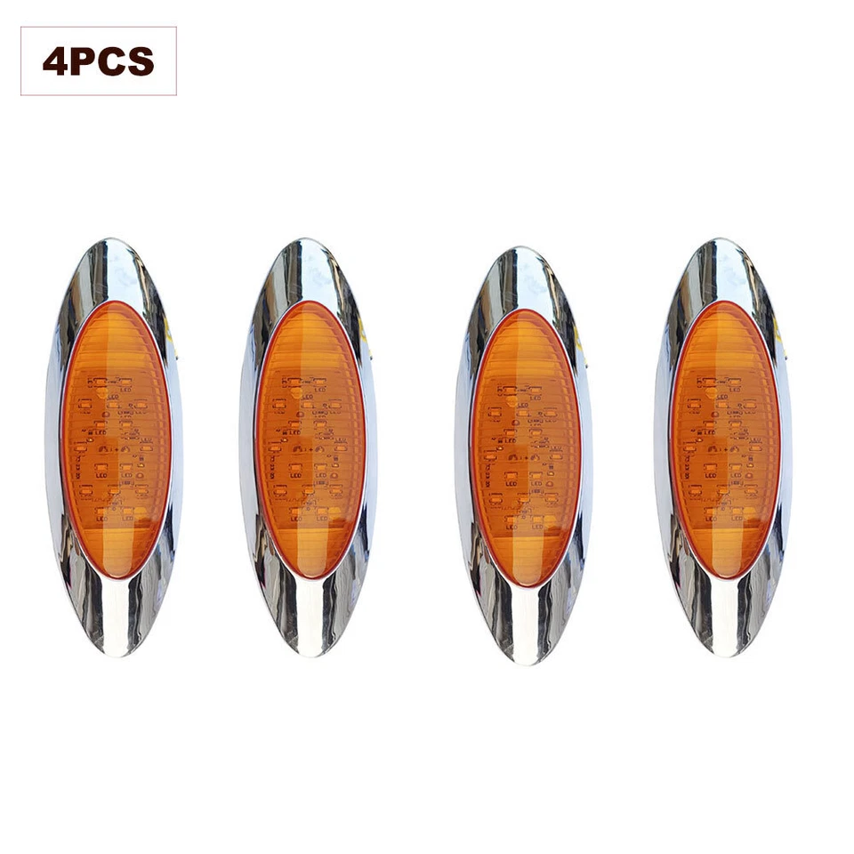 Four Oval Freightliner Trailer Box TrucksSide Marker Lights Amber LED - Image 4 of 4