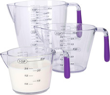Image of Measuring Jug Set, 3-Piece Plastic Measuring Jug with 200, 400 and 900Ml Jugs, P