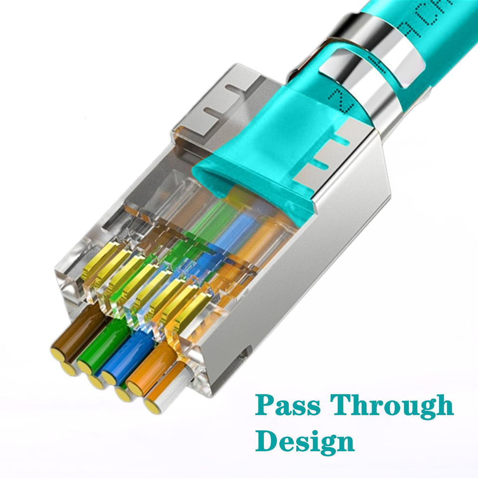 50-Pack Cat7 Cat6A RJ45 Pass Through Connectors Shielded (Cat7 Cat6A ...