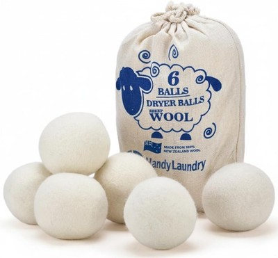 Handy Laundry Wool Dryer Balls - 2.5 Inch - Natural Fabric Softener 6-Pack