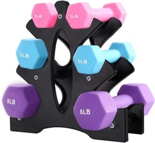 AUXSOUL 1 Pack Dumbbell Rack Stand, 3 Tier Bracket Free Hand Black 