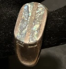 Vintage Sterling Silver Abalone Shell Signet Band Ring Size 11 Rectangular Inlay
