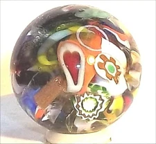 1" Randel Art Glass MARBLE DICHROIC LUTZ KALEIDOSCOPE 360° CHAOS RAG Hand Made