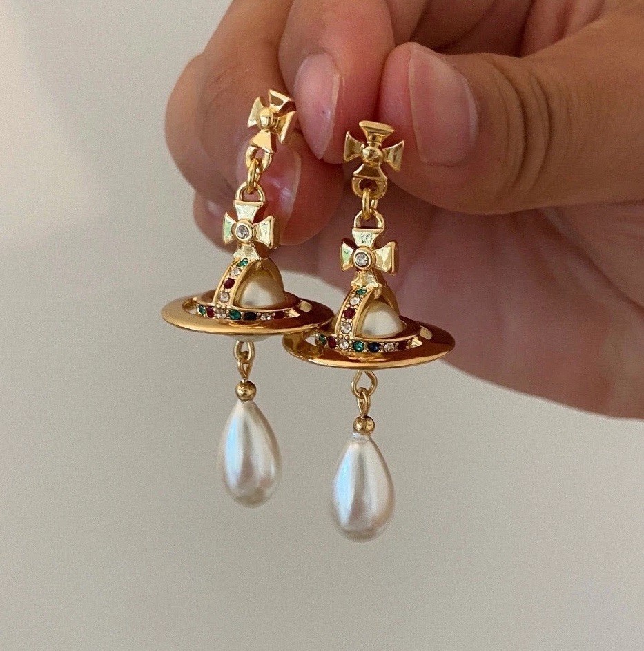 Vivienne Westwood Orb Pearl Drop Earrings Gold WITH BOX | eBay