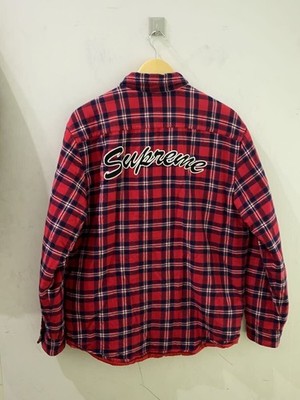 Supreme 19fw Arc Logo Quilted Flannel Shirt Jacket M size Cotton