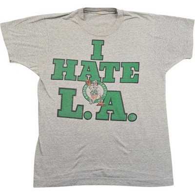 Screen Stars T-Shirt L Herren Grau Baumwolle Vintage Boston Celtics Einzelnaht