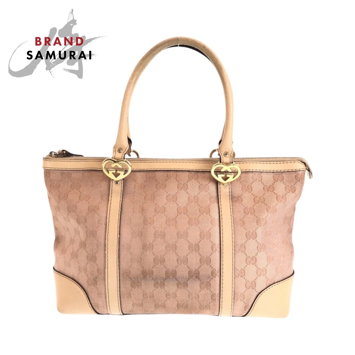 GUCCI joli sac fourre tout rose beige or quincaillerie GG toile 257069 sac à bandoulière avec