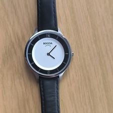 Boccia Titanium Damen Armbanduhr Titan Quarz 50 m Leder schwarz 3249-01