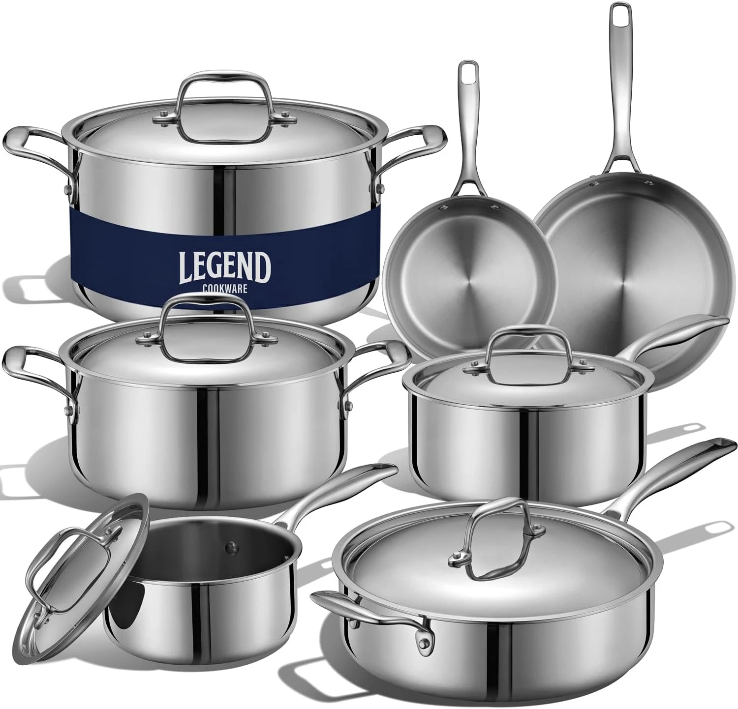 Legend 12-Piece 5-Ply Stainless Steel Cookware Set - Induction & Oven Safe