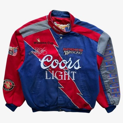 Vintage 90s Herren Jeff Hamilton Coors Light Silver Bullet NASCAR Jacke, Racing