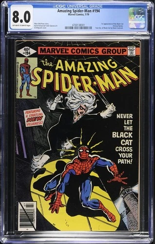 Amazing Spider-Man #194 CGC 8.0 Beautiful Looking Book 1st App of Black Cat 1979