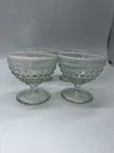 Vintage Anchor Hocking Hobnail Moonstone Dessert Cups Footed Set 4 Beautiful