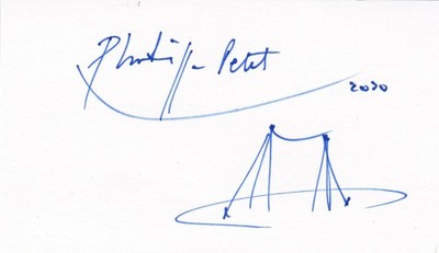 High Wire Walker Phillipe Petit Hand Drawn Autographed Card -World Trade Center