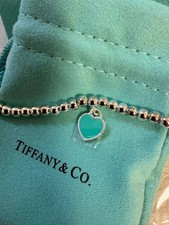 Tiffany & Co. Sterling Silver Blue Enamel Beaded Pendant Bracelet