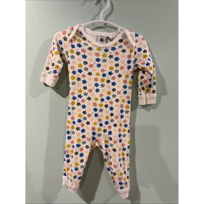 Petit Bateau Cream Floral romper with Multicolor Flowers