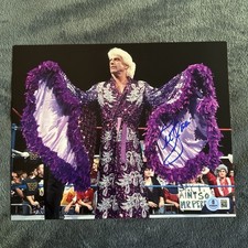 WWE Superstar RIC FLAIR Signed 8x10 Photo Beckett BAS The Nature Boy Purple Robe