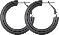 Creolen Edelstahl Damen Ohrstecker Huggie Hoop Ohrschmuck Silber Schwarz 20-80Mm