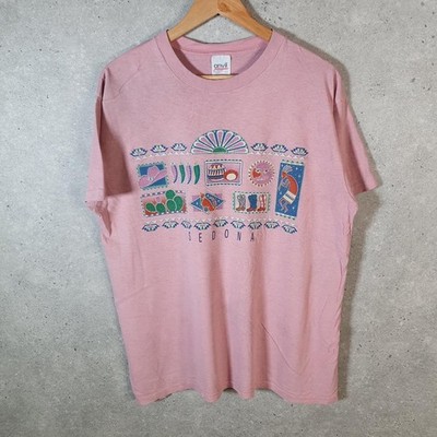 Vintage Anvil Sedona Graphic USA 90s Single Stitch T-Shirt Herren Large Pink