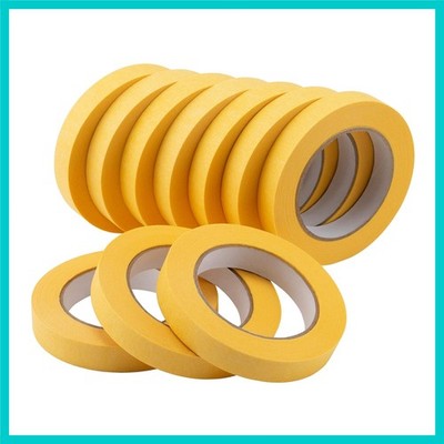 Eco-Friendly Yellow Paint Tape - 10 Rolls, 0.7 Inch x 60 Yards for Indoor Use