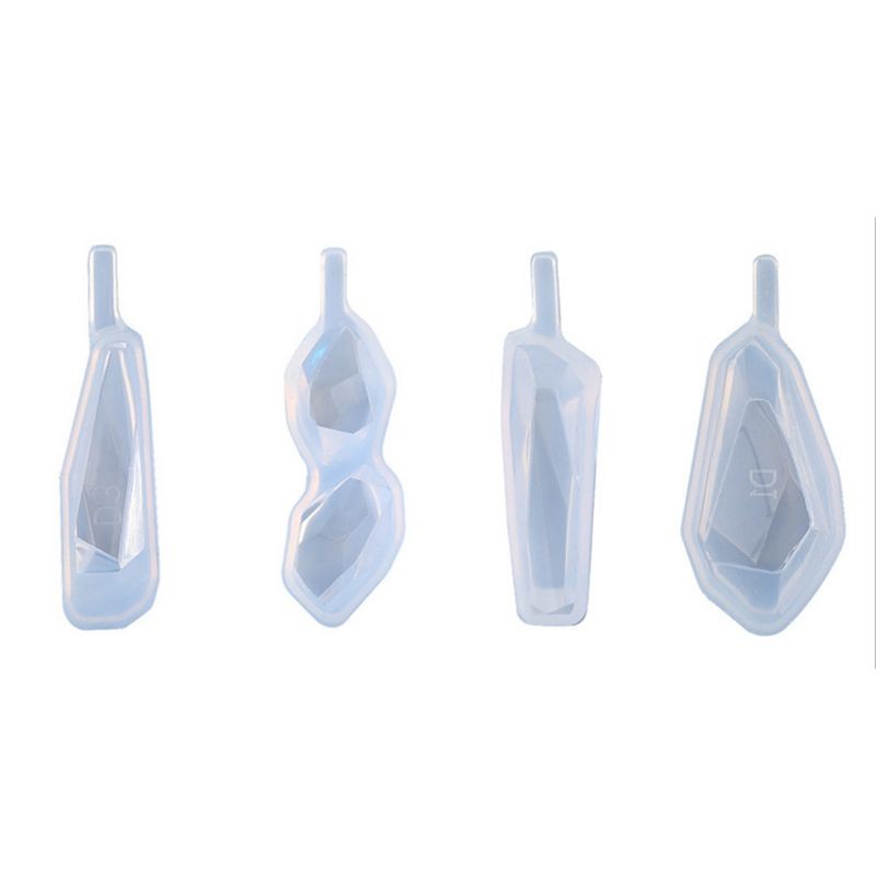 4 Pcs Handmade Earrings Keychain UV Resin Mould Jewelry Pendants Silicone Molds