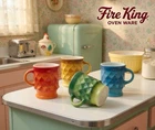 ❤️5 Vtg MCM Anchor Hocking Fire King Kimberly Diamond Mugs Cups Retro