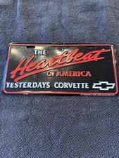 The Heartbeat of America Yesterday's Corvette Black and Red Metal License Plate