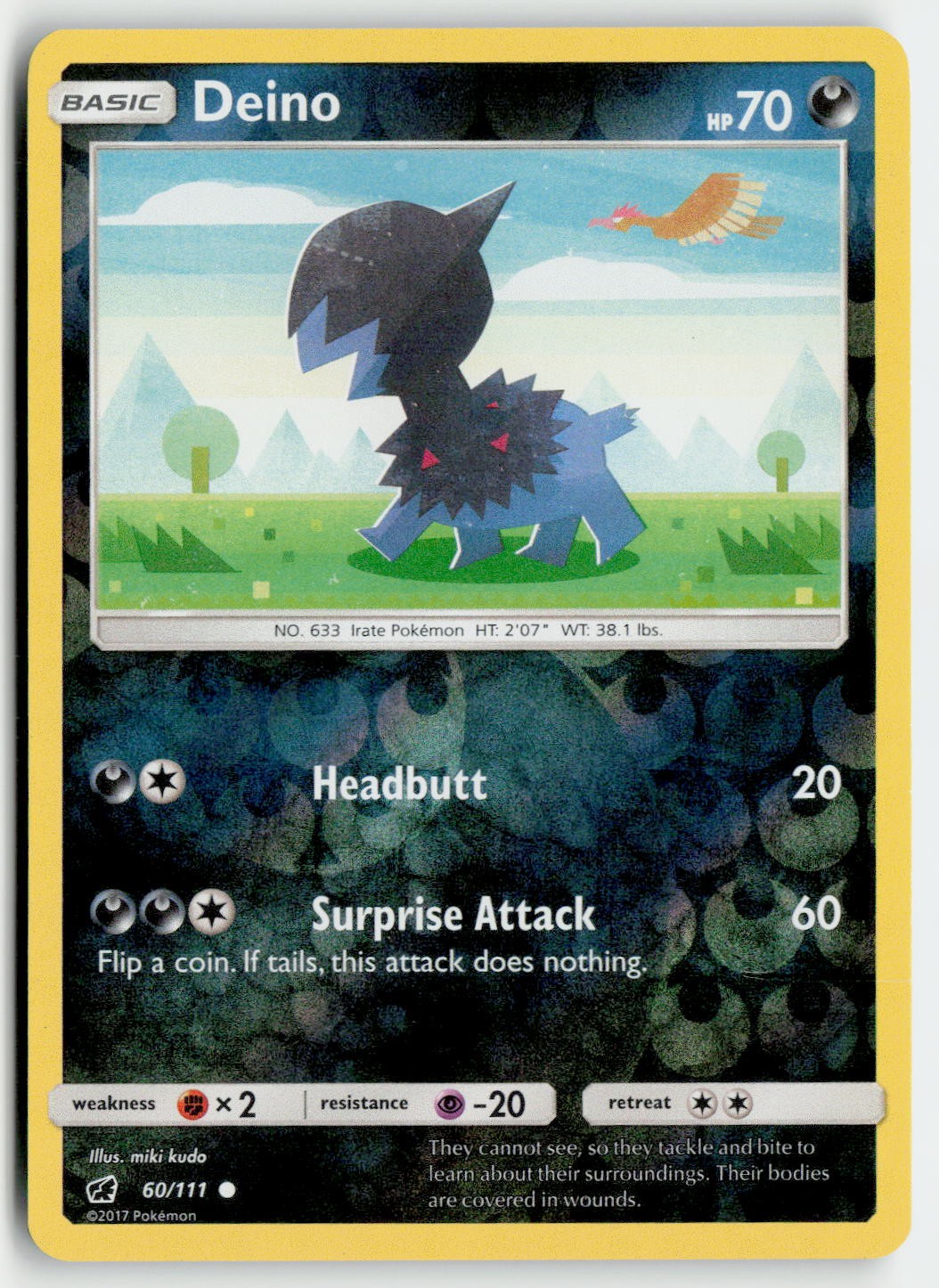 DEINO 60/111 COMMON CRIMSON INVASION POKEMON REVERSE HOLO LIGHTLY PLAYED