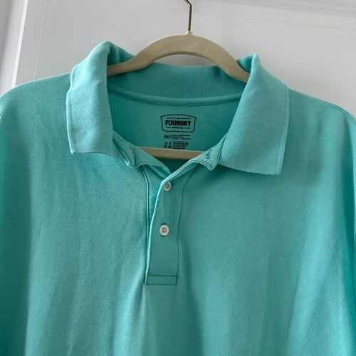 Foundry Supply Teal Short Sleeve Polo Shirt Men's Size 2XLT Preppy Spring Golf - Picture 8 of 14